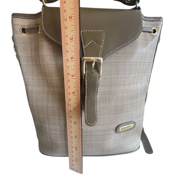 Louvier Bucket Bag Textured Leather With Adjustable Strap & Top Carry Handle - Picture 6 of 7